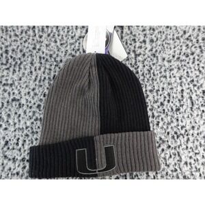 Captivating Colorblock Knit Beanie Hat Logo U Black Grey Winter Warm